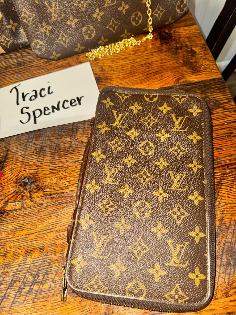 Louis Vuitton Monogram Travel Organizer Zipper Wallet - Brown & Gold